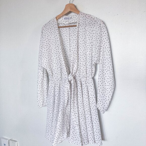 3 FOR $15 White polka dot sheer dress with front knot tie - Picture 3 of 11